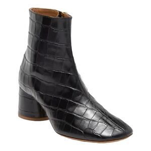 Mansur Gavriel Soft Embossed Black Leather Booties Size 10 (40)